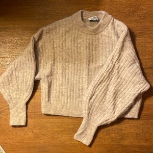 Tan cropped sweater with voluminous sleeves from & other stories in XS